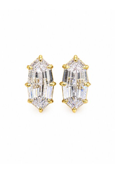 Lisse.co Marquise Cut Single Stone Nail Detailed Anti-Tarnish Steel Earrings