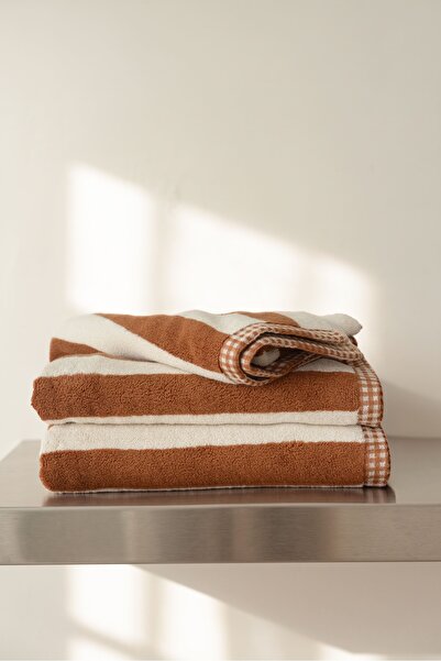 İrya In Lines Yarn Dyed Towel 2/80X150 cm Cream Caramel