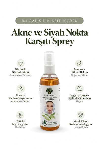 Herbal Therapy Akne ve Karşıtı %1 Salisilik Asit Sprey 100 ml – Gözenek Sıkıl...