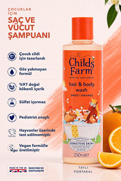 Childs Farm Organic Sweet Orange Extract Children's Hair and Body Shampoo 250ml