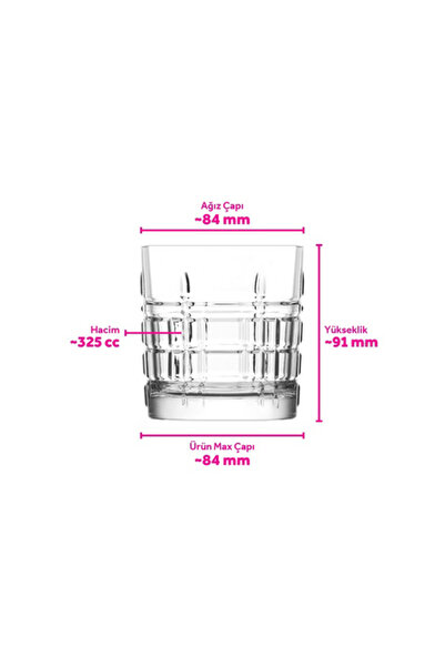 LAV Brit Cam Meşrubat Bardağı 4'lü 325 ml (Viski/Kokteyl Bardağı)