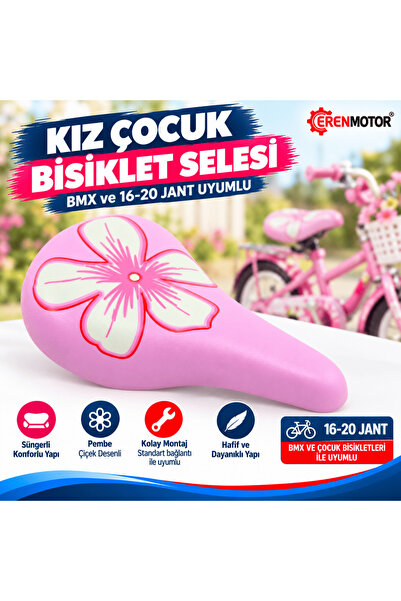 San Marino Girl's Bicycle Saddle with Pink Floral Pattern – Compatible with B...