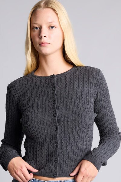 DeFacto Regular Fit Bisiklet Yaka Fitilli Triko Basic Hırka I7285AX26AU