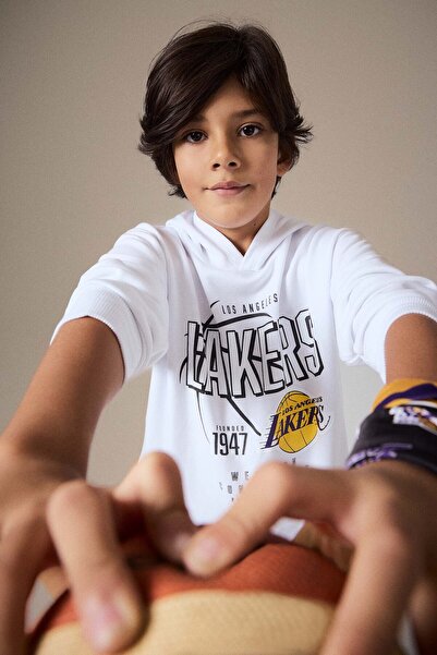 DeFacto NBA Los Angeles Lakers Baskılı Düşük Omuz Regular Fit Kapüşonlu Sweat...