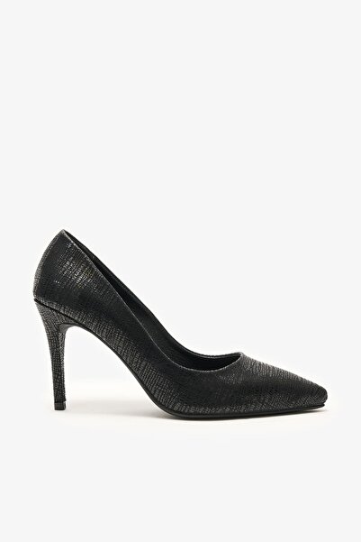 Louis Cardy Gala Black Crocodile Patterned Leather Women's Heeled Shoes