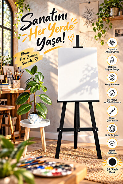 Koala Şövale, Ressam Sehpası, A Tipi Stüdyo, Siyah