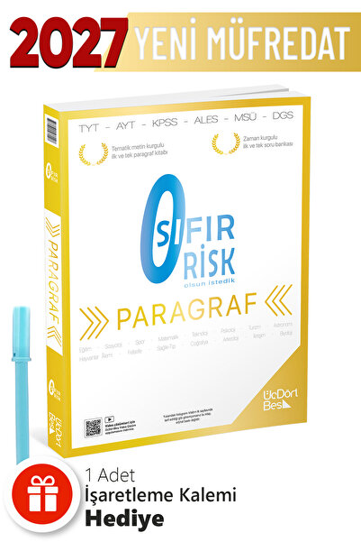 Üç Dört Beş Yayıncılık Üçdörtbeş Yayınları Paragraf Sıfır Risk + Hediyeli