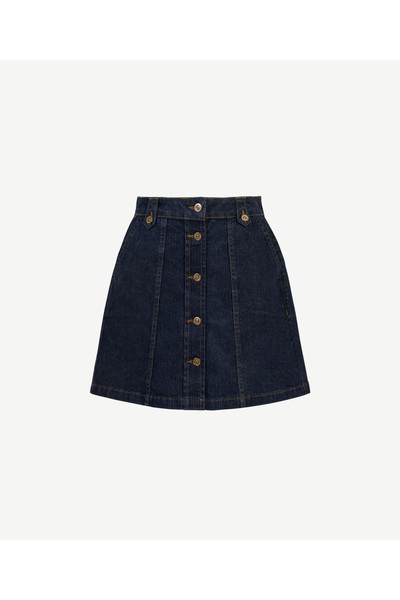 Yargıcı Denim Düz Normal Bel Etek