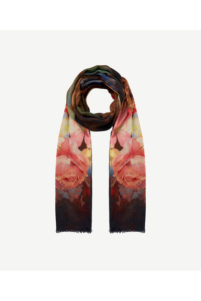 Yargıcı Large Floral Patterned Wool Shawl