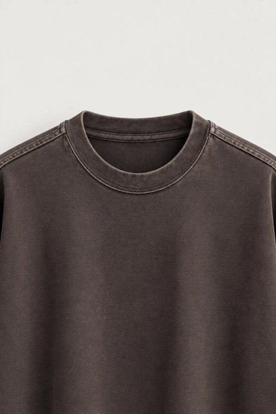 no7man Alvan - Brown - Washed Effect - Long Sleeve Men's T-Shirt