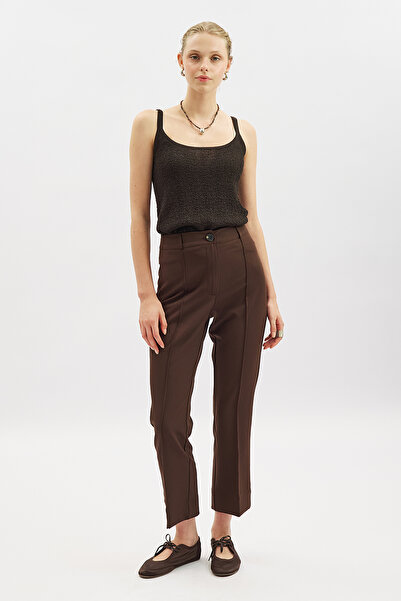 Manuka STRAIGHT CUT FABRIC PANTS BLACK COFFEE