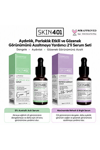 Skin401 Aydınlık Parlaklık Etkili ve Gözenek Görünümü Azaltmaya Yardımcı Seru...