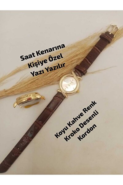 Brality SAAT KENARINA KİŞİYE ÖZEL YAZI YAZILIR , Modern Tasarım Vintage Gold ...