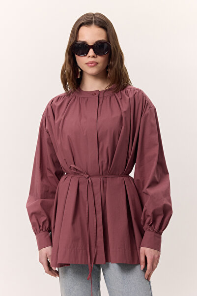 Manuka Gathered Detail Wide Shirt Gülkurusu