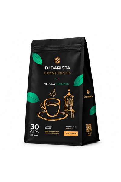 DI BARISTA Verona Espresso Capsules - Capsules Bag 30 Pcs | Ethiopian Arabica Coffee Pods | Nespresso Compatible | Medium Roast