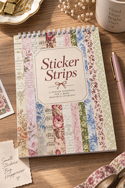 Copyrite Şerit Sticker Defteri 12 Sayfa Bullet Journal, Scrapbook Strip Stick...