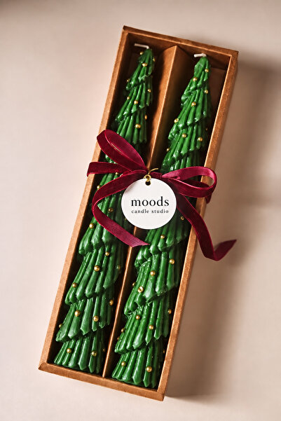 Moods Candle Studio 2 Adet Yılbaşı Ağaç Konseptli Yılbaşı Mumu (Kutu Dahil De...