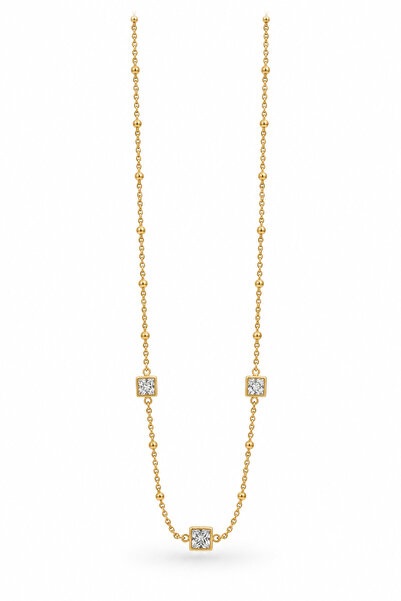 Aleda Steel Gold Minimal Square Stone Dorical Necklace