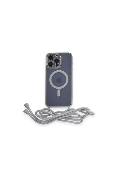 eco port Apple İphone 14 Pro Kılıf Divo Lazer Askılı Magsafe Kapak - Gümüş