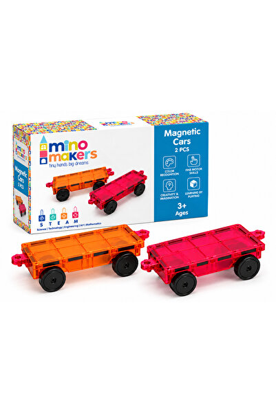 Mino Makers Magnetic Cars 2 Adet Manyetik Araba Mıknatıslı Manyetik Bloklar A...