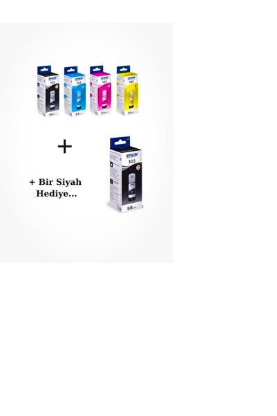 103 Ecotank L3210 Orjinal Mürekkep Seti + 1 Siyah Hediye 14u1391