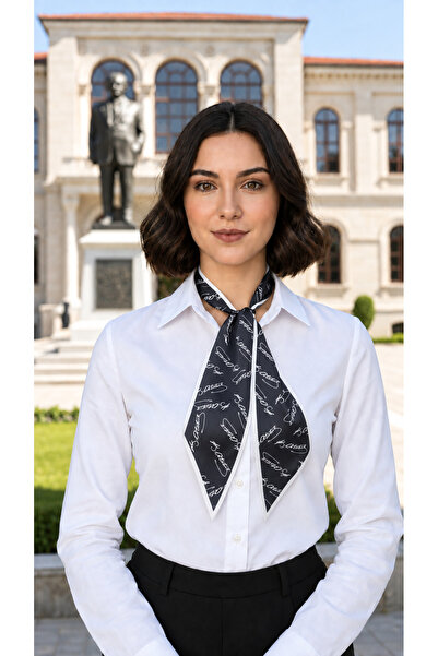 tarzınısec Tarzını Seç Siyah Atatürk İmzalı Kravat Şerit / Eşarp / Fular 105x...
