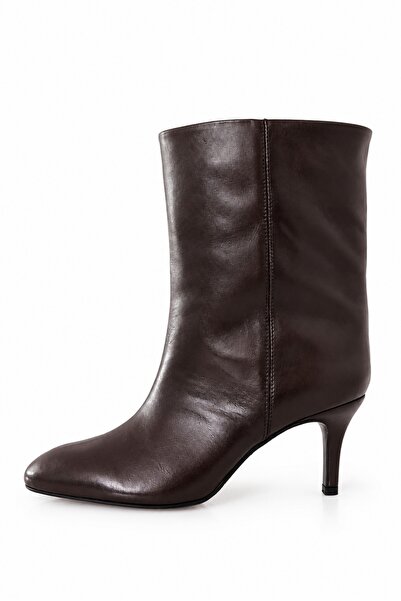 5in1Canpolat Brown Heeled Classic Boots 25163