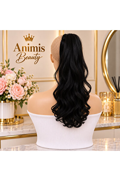 animis beauty Extensie Coada par Neagra, ondulata, cu suvita laterala , 50 cm...