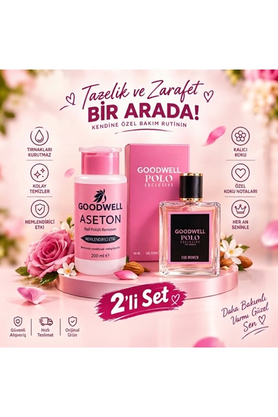 Aseton 200 ml + Polo Exclusive Kadın Parfüm 100 ml | 2'li Bakım Seti