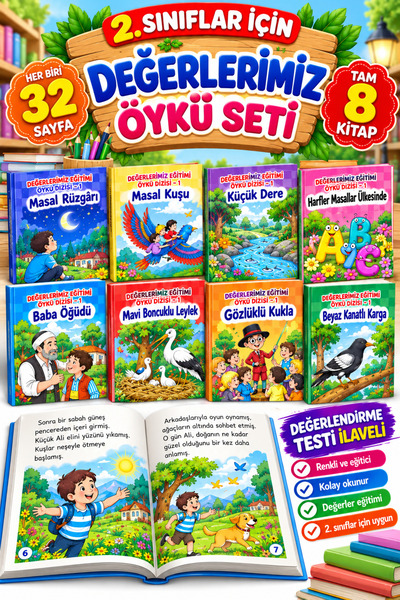 Ata Yayıncılık 2.sınıflar Için Rengarenk 8'li Hikaye Kitabı Seti