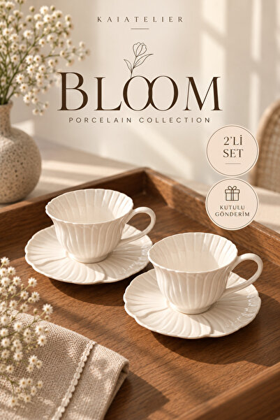 KaiAtelier Bloom 2’li Kutulu Porselen Kahve Fincanı Seti