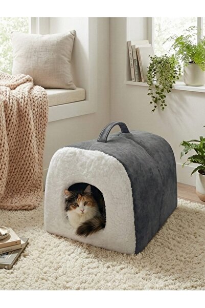 Taşınabilir Kedi Köpek Yatağı Mağara Model Yuva