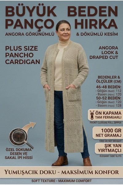Laden Knitwear Women's Plus Size Wool Warm Winter Mom Long Zippered Cardigan ...