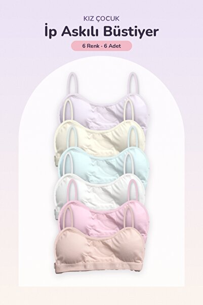 Stars Underwear Kız Çocuk Büstiyer Pedli Ip Askı Penye Alıştırma Sütyeni 6 Adet
