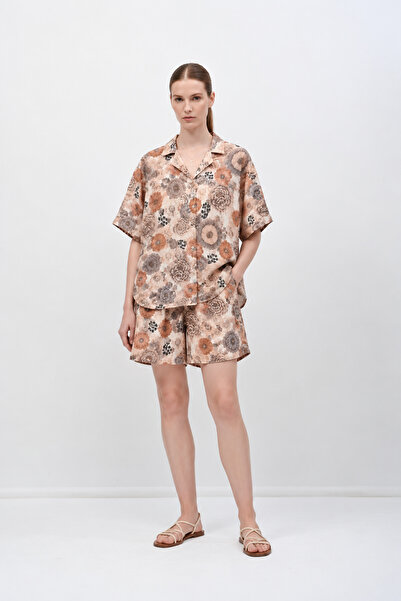 HANIQA Set pantaloni scurți cu model albastru pentru femei-1066
