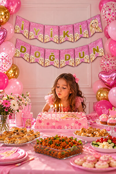 Barbie 1 Adet Barbie Doğum Günü Konsept Iyi Ki Doğdun Banner, Yazı
