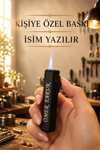 TrendÜrünlerim Kişiye Özel İsim Baskılı Gazlı Çakmak Rüzgar Dayanıklı İsim Ya...