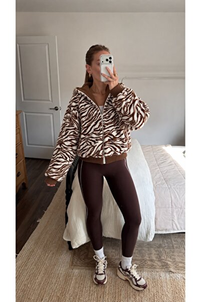 VERYMODA Bakılı Peluj Coat - Tan Zebra | |   F1650 - Tan Zebra