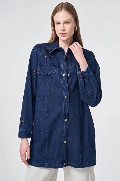 KYR Kapak Cepli Denim Ceket İndigo