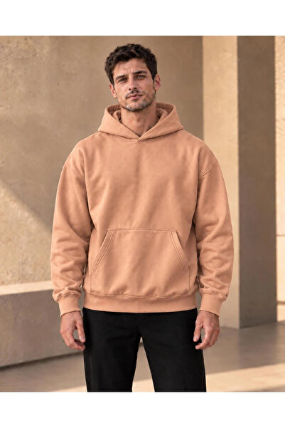 Butik Unisex Oversize Kapüşonlu Kanguru Cepli 3 İplik Şardonlu Sweatshirt