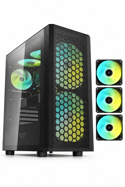 darkFlash DK360 ATX/M-ATX/ITX Gaming PC Case, 180mm*1 & 120mm*1 ARGB Fan, Up ...