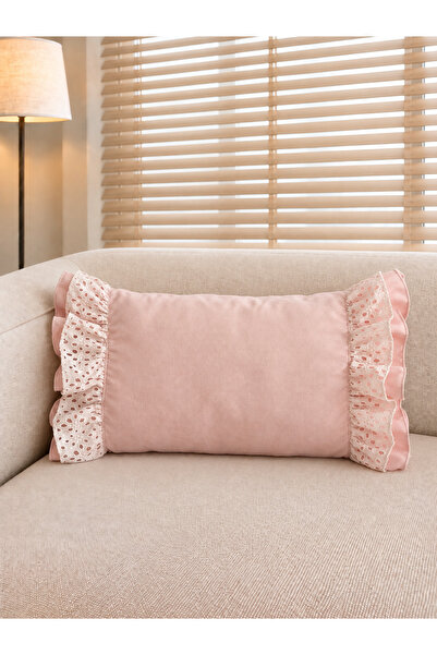 Decamor home Lidya Lace Decorative Throw Pillow Cover Dusty Pink