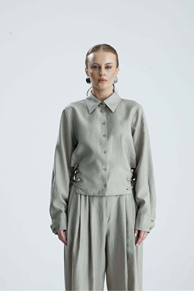 GACA COLLECTION Mara Bird's Eye Detailed Stone Color Shirt