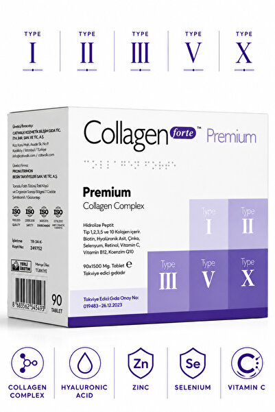 Collagen Forte Platinum 5 Tip Kolajen 90 Tablet, Biotin, C Vitamini, Vitamin ...