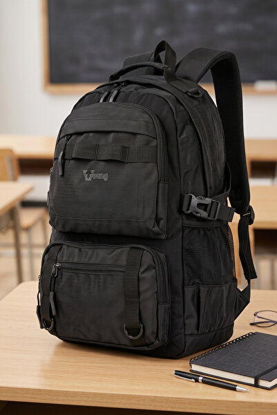 YOUNG 51542 okul çantası sırt çantası suya dayanıklı laptop bölmeli SİYAH