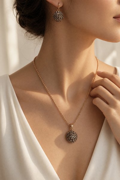 FAYRA ACCESSORIES Round Authentic Necklace and Earring Set