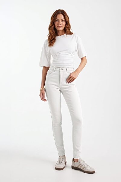 Bluewhite Women's High Waist Slim Fit Skinny Leg White Jean Pants