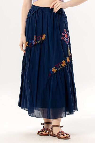 Eliş Şile Bezi Nihal Tied Voile Skirt with Elastic Waist Authentic Single Poc...