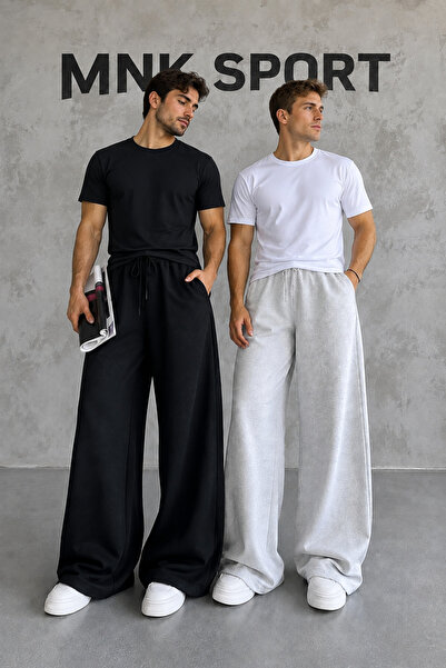 MNKSPORT MNK SPORT Pánske čierno-šedé tepláky Slim Fit Jogger 2 KUSY