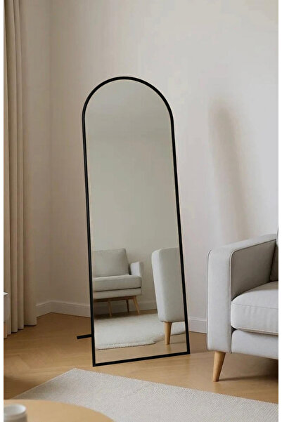 Ersan Dizayn 50X160 cm Siyah Oval Ayaklı Boy Aynası Metal Çerçeve